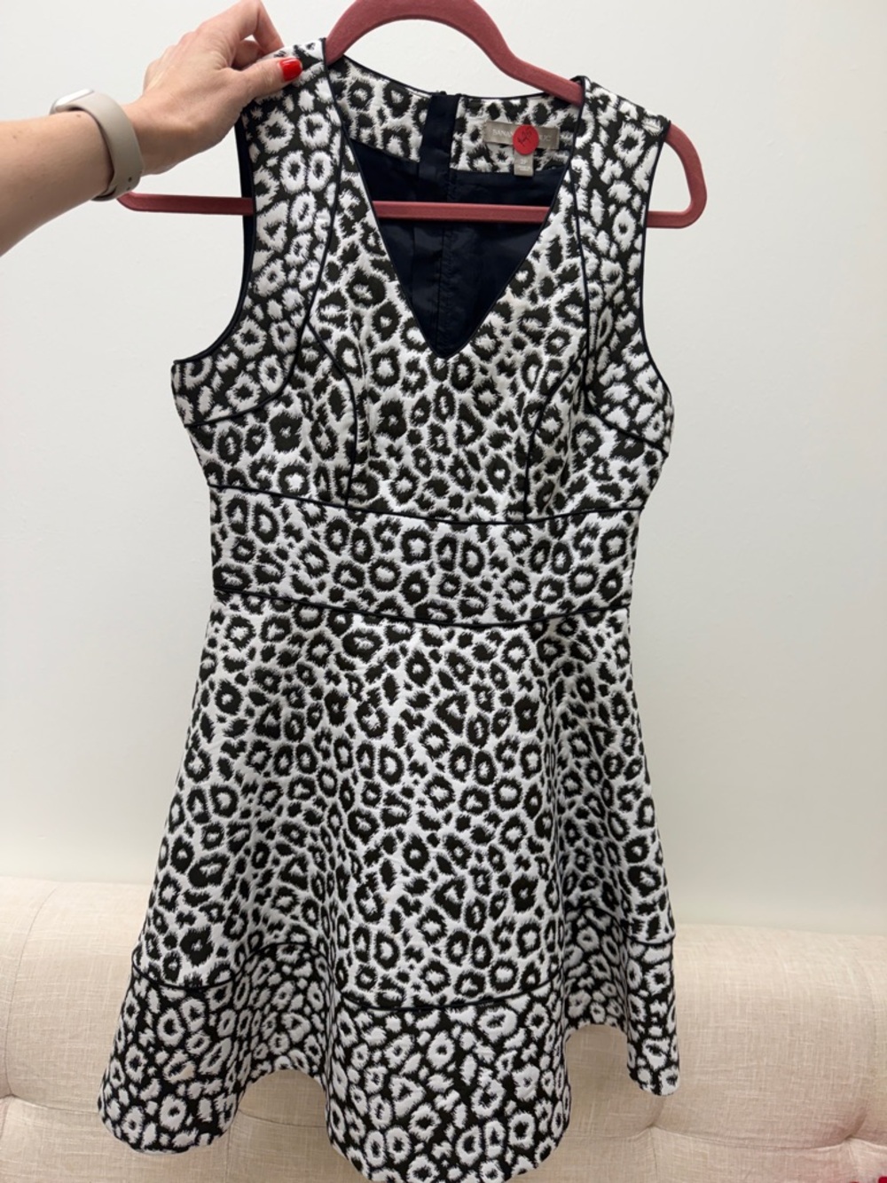 Banana Republic Black and White Leopard Print Fit-and-Flare Dress